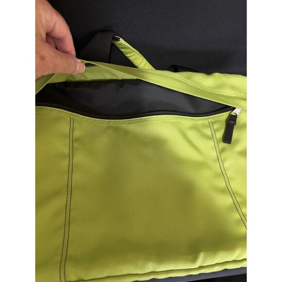 Eddie Bauer Messenger Laptop Bag Nylon Canvas Commuter Padded - Lime Green - Picture 7 of 7